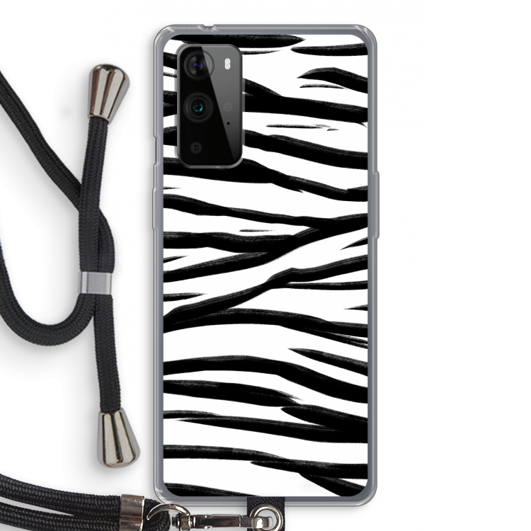 Zebra pattern: OnePlus 9 Pro Transparant Hoesje met koord