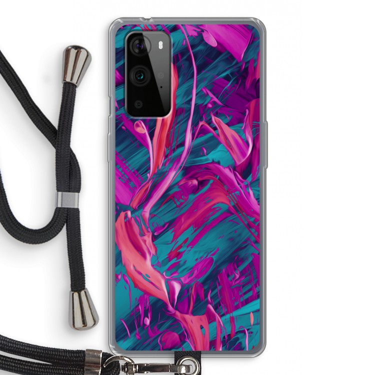 Pink Clouds: OnePlus 9 Pro Transparant Hoesje met koord