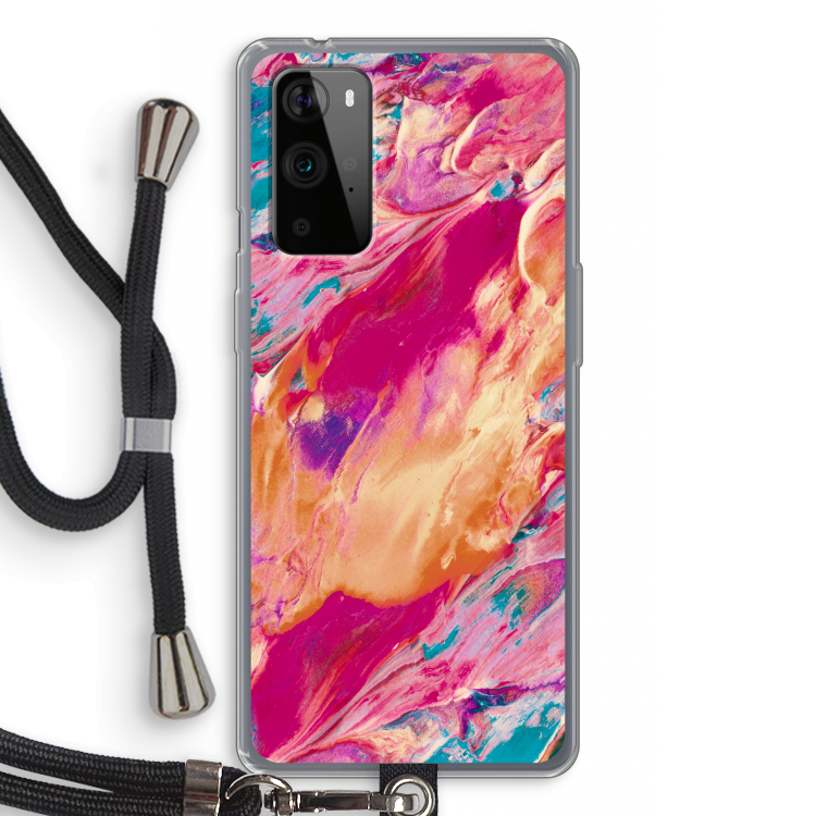 Pastel Echoes: OnePlus 9 Pro Transparant Hoesje met koord
