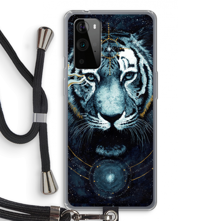 Darkness Tiger: OnePlus 9 Pro Transparant Hoesje met koord