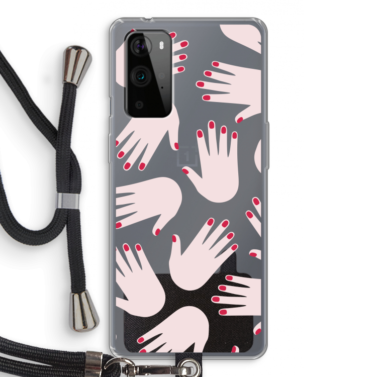 Hands pink: OnePlus 9 Pro Transparant Hoesje met koord