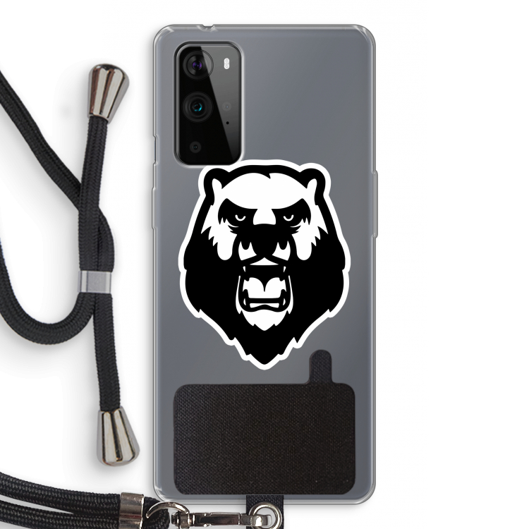 Angry Bear (white): OnePlus 9 Pro Transparant Hoesje met koord