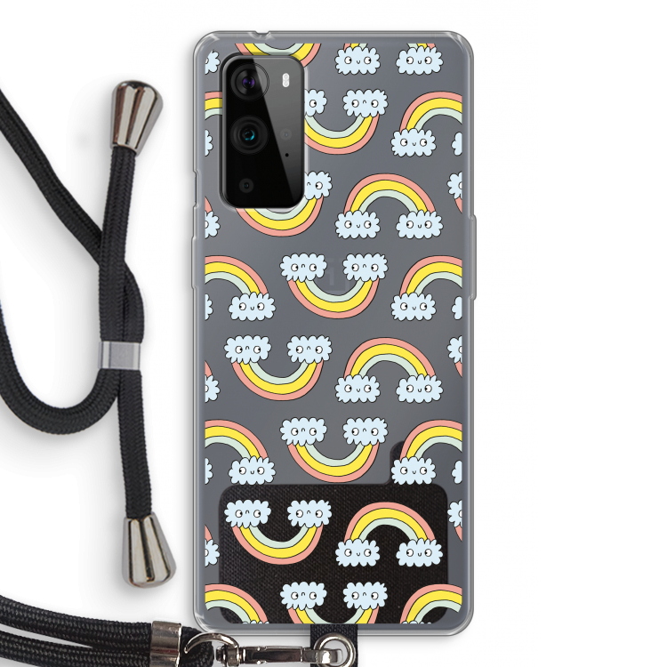 Regenboog: OnePlus 9 Pro Transparant Hoesje met koord