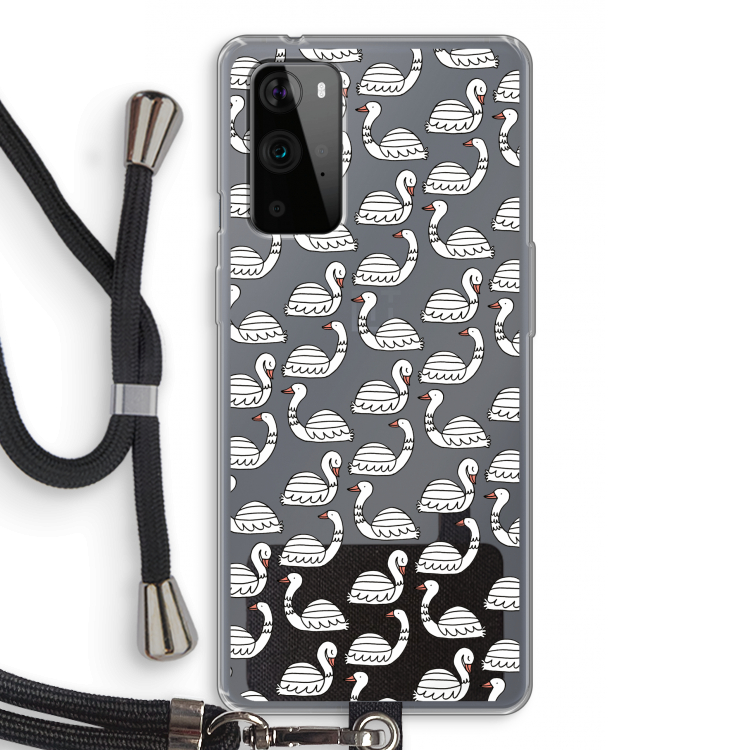 Zwanen: OnePlus 9 Pro Transparant Hoesje met koord