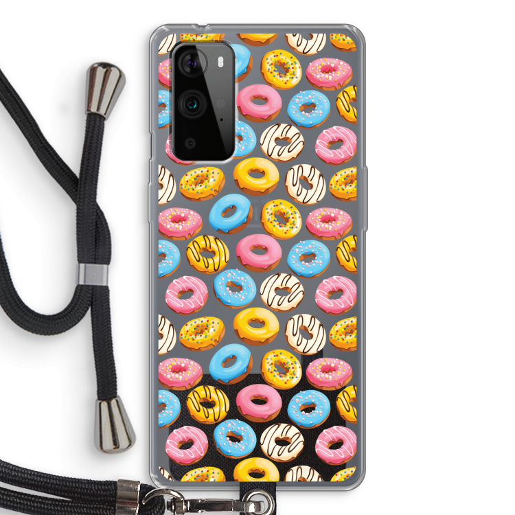 Pink donuts: OnePlus 9 Pro Transparant Hoesje met koord