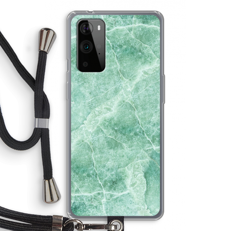 Groen marmer: OnePlus 9 Pro Transparant Hoesje met koord