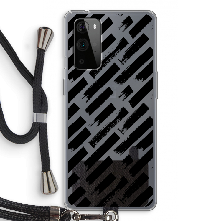 Zwarte vegen: OnePlus 9 Pro Transparant Hoesje met koord