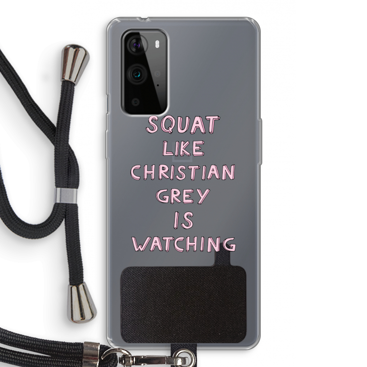 Christian Grey: OnePlus 9 Pro Transparant Hoesje met koord
