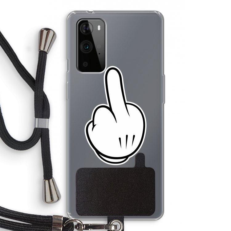 Middle finger black: OnePlus 9 Pro Transparant Hoesje met koord