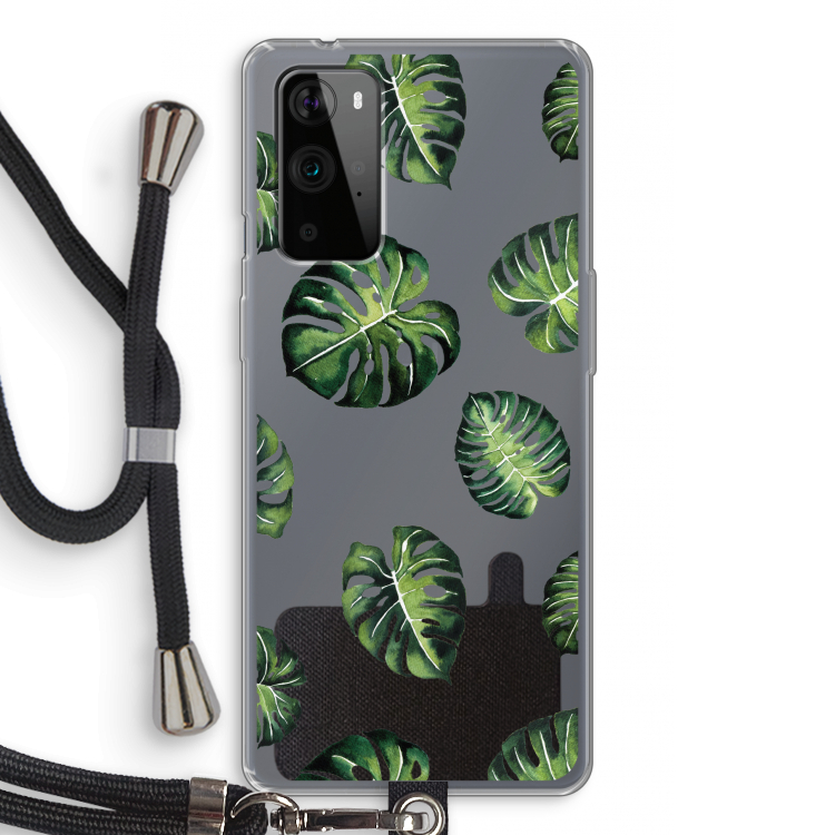 Tropische bladeren: OnePlus 9 Pro Transparant Hoesje met koord