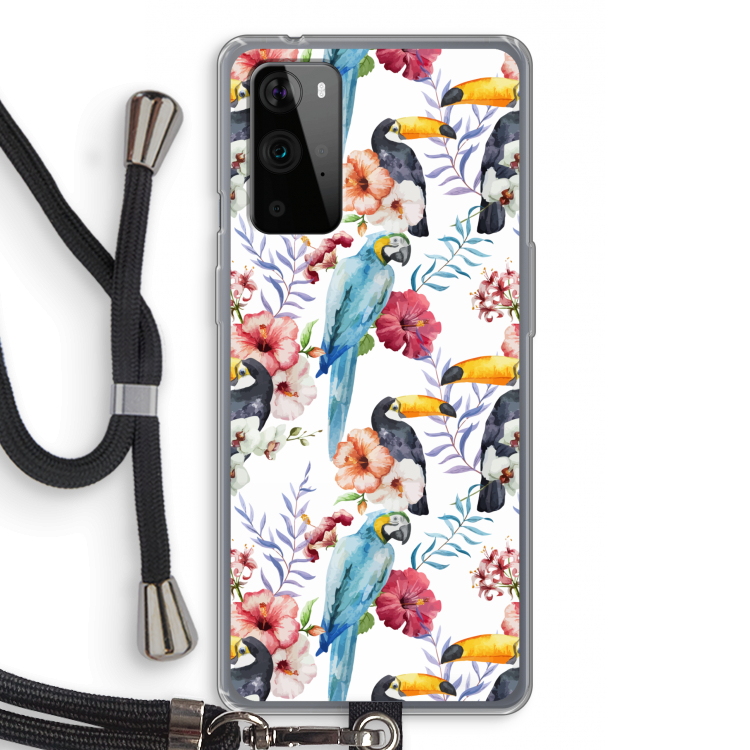 Bloemen tukan: OnePlus 9 Pro Transparant Hoesje met koord