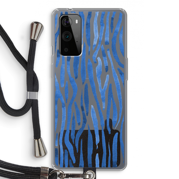 Blauwe nerven: OnePlus 9 Pro Transparant Hoesje met koord