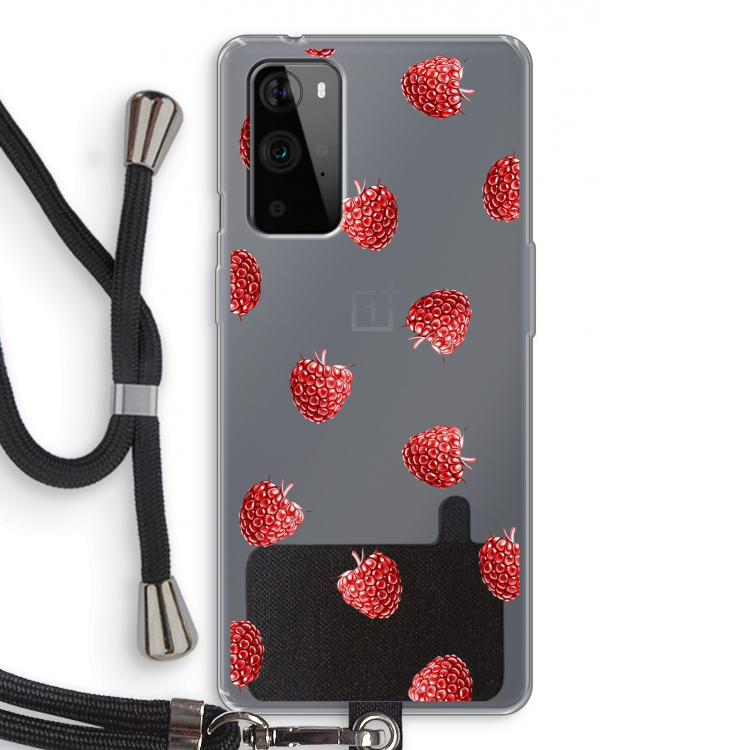 Framboosjes: OnePlus 9 Pro Transparant Hoesje met koord