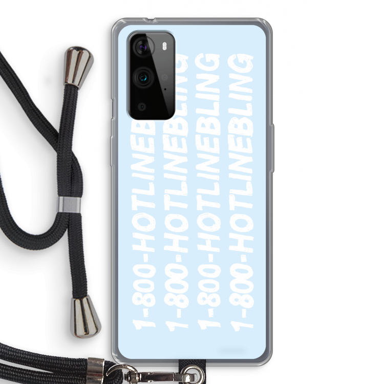 Hotline bling blue: OnePlus 9 Pro Transparant Hoesje met koord