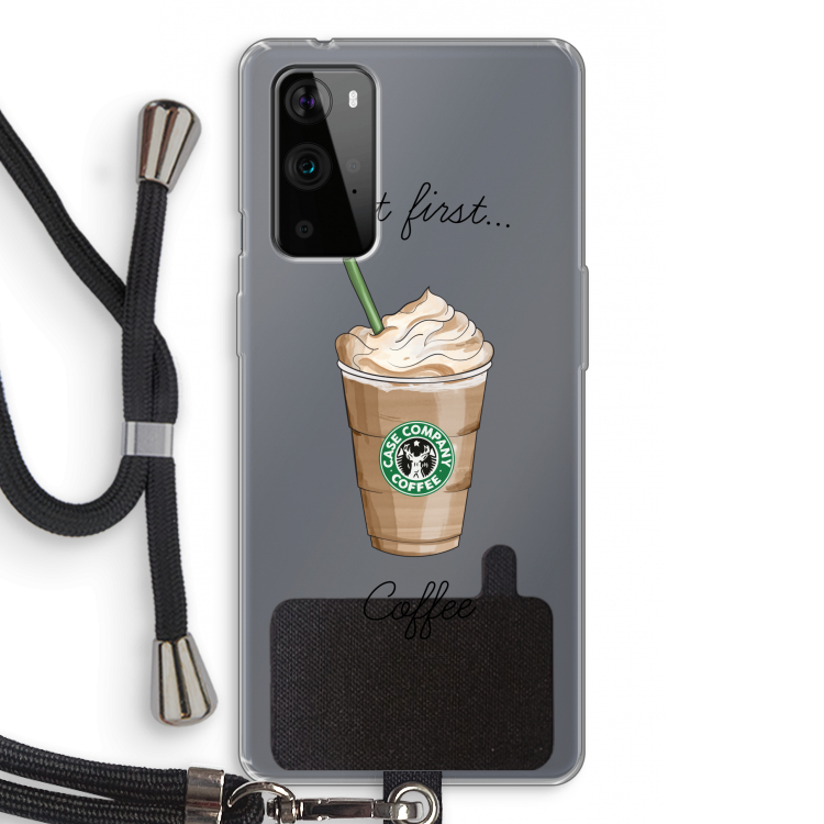 But first coffee: OnePlus 9 Pro Transparant Hoesje met koord