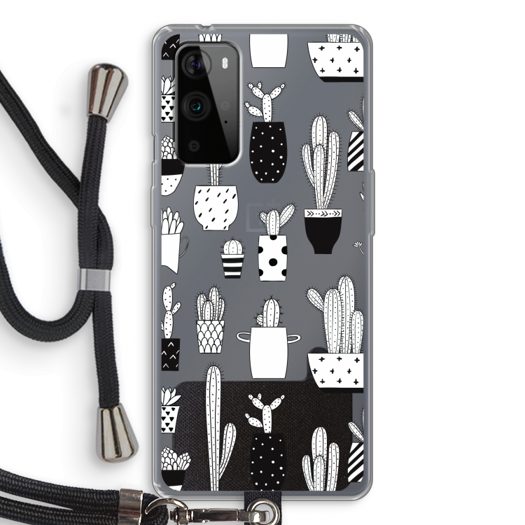 Cactusmotief: OnePlus 9 Pro Transparant Hoesje met koord