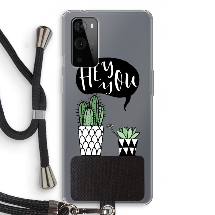 Hey you cactus: OnePlus 9 Pro Transparant Hoesje met koord