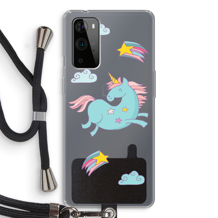 Vliegende eenhoorn: OnePlus 9 Pro Transparant Hoesje met koord
