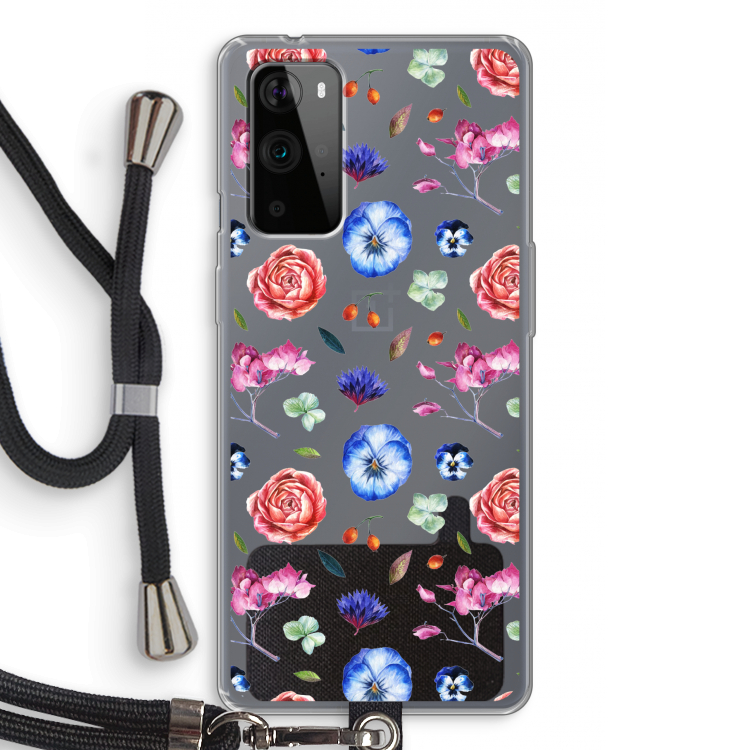 Bloemetjes: OnePlus 9 Pro Transparant Hoesje met koord