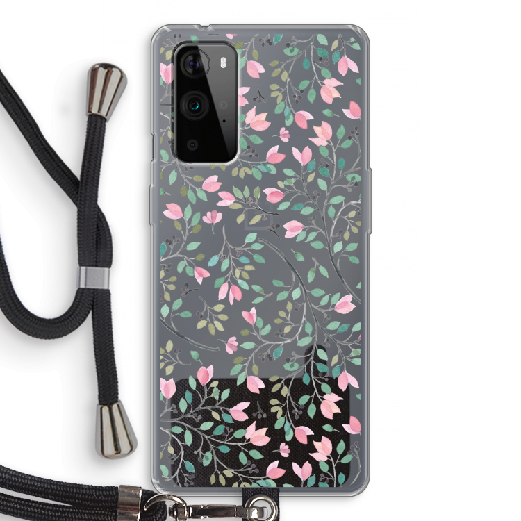 Sierlijke bloemen: OnePlus 9 Pro Transparant Hoesje met koord