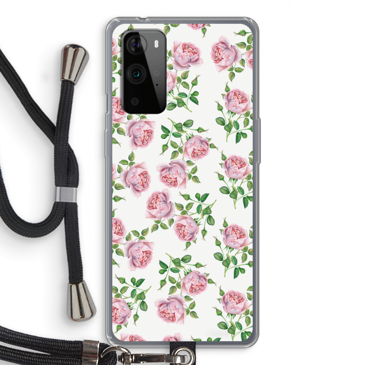 Kleine roosjes: OnePlus 9 Pro Transparant Hoesje met koord