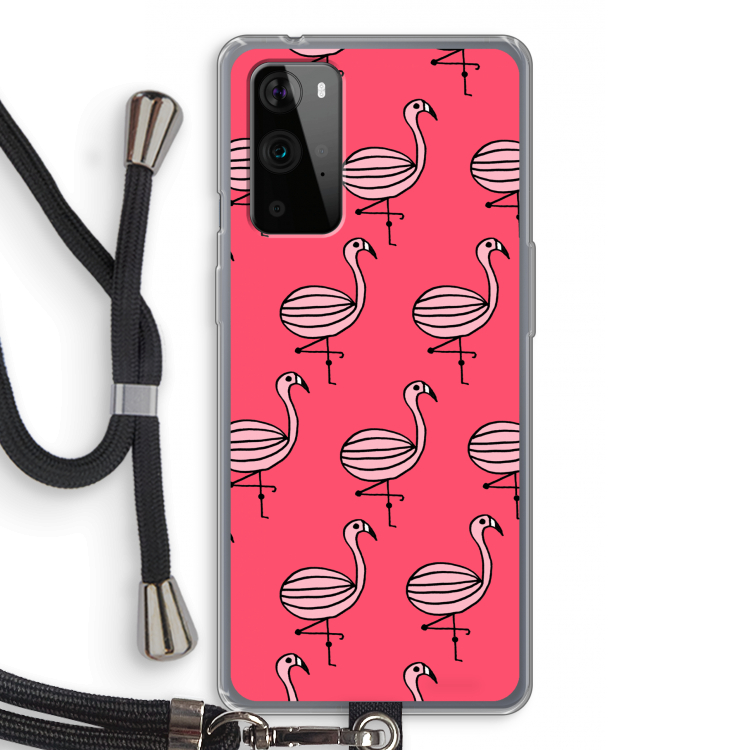 Flamingo: OnePlus 9 Pro Transparant Hoesje met koord