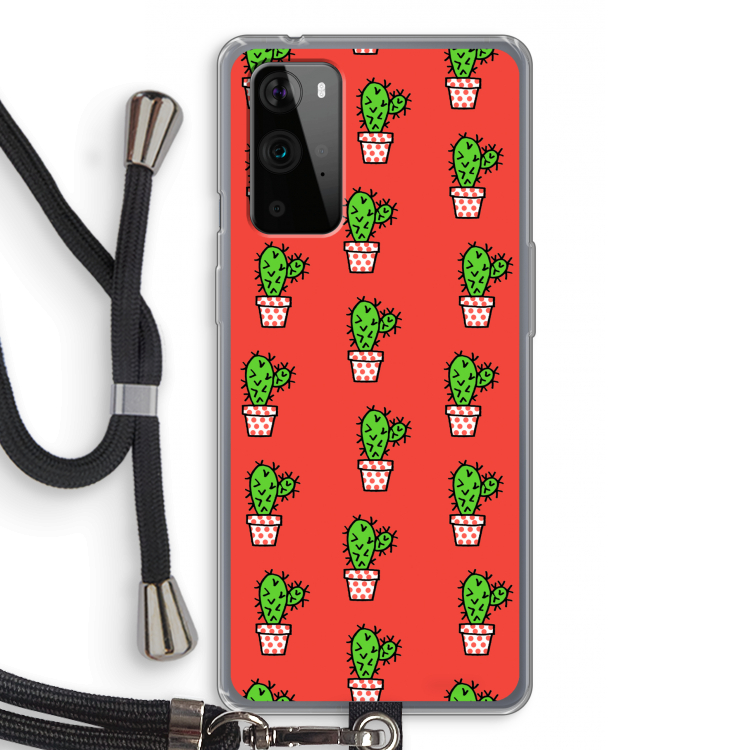 Mini cactus: OnePlus 9 Pro Transparant Hoesje met koord