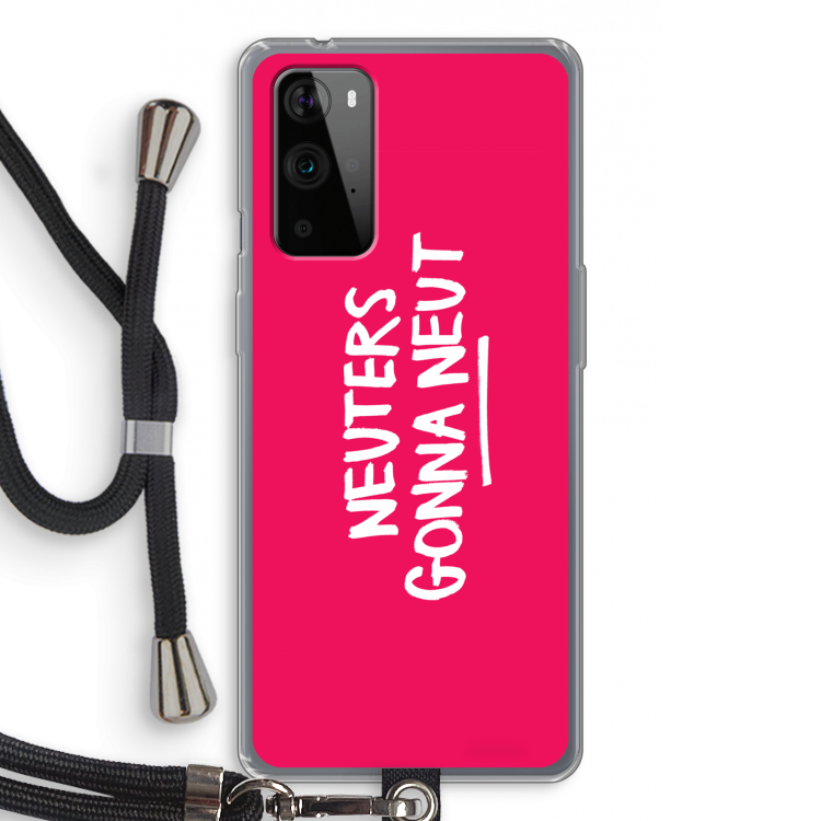 Neuters (roze): OnePlus 9 Pro Transparant Hoesje met koord