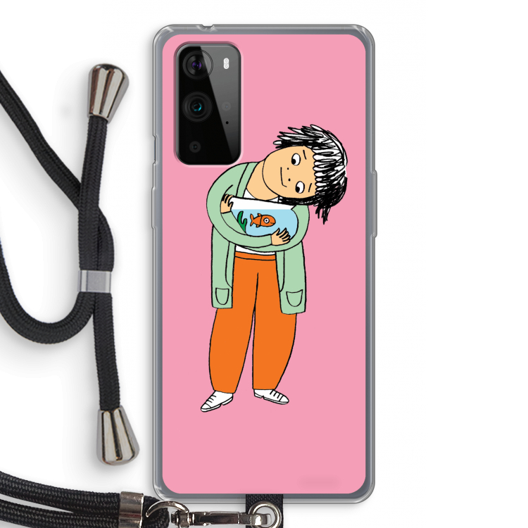 Visknuffel: OnePlus 9 Pro Transparant Hoesje met koord
