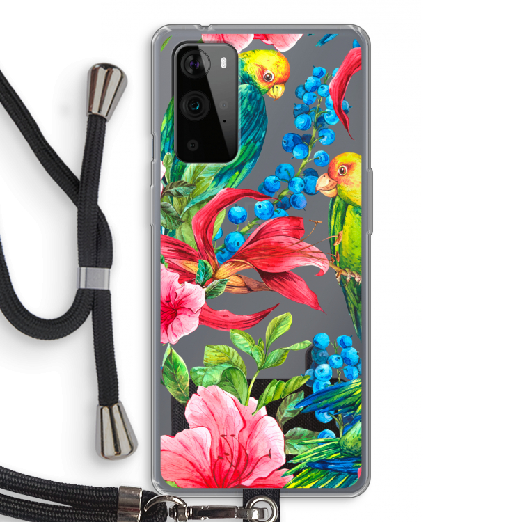 Papegaaien: OnePlus 9 Pro Transparant Hoesje met koord
