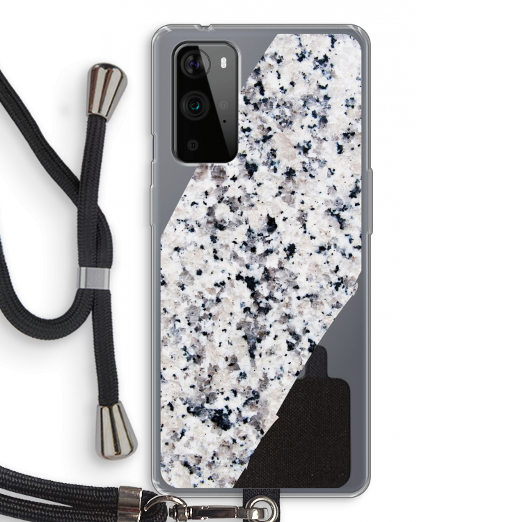 Gespikkelde marmer: OnePlus 9 Pro Transparant Hoesje met koord