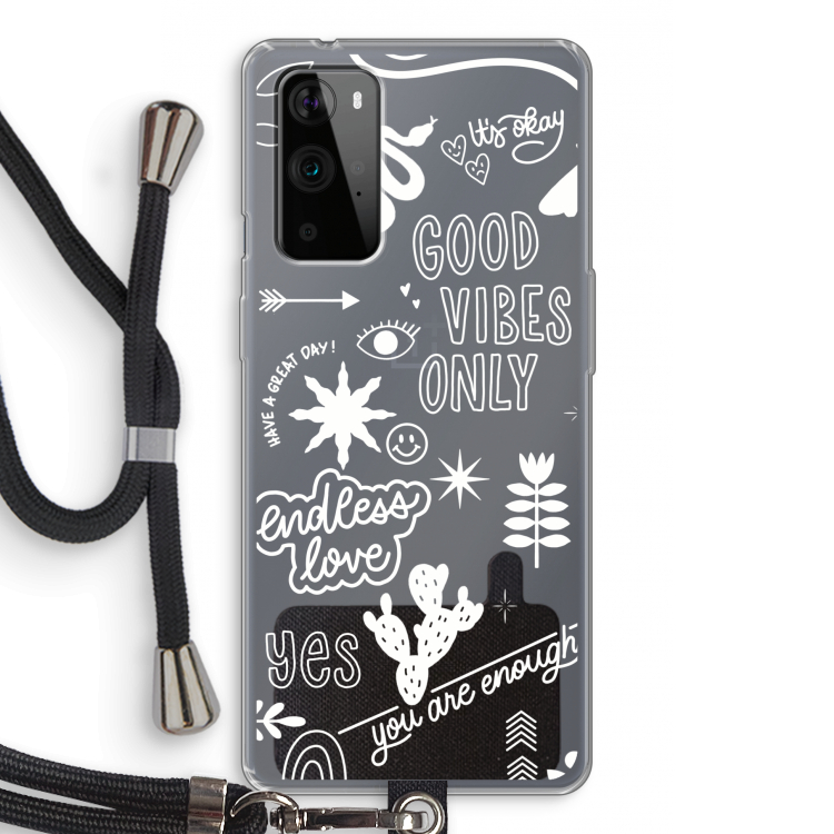 Good vibes: OnePlus 9 Pro Transparant Hoesje met koord