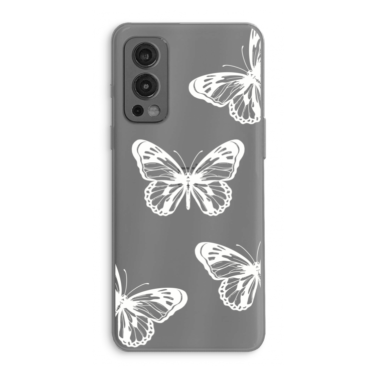 White butterfly: OnePlus Nord 2 5G Transparant Hoesje