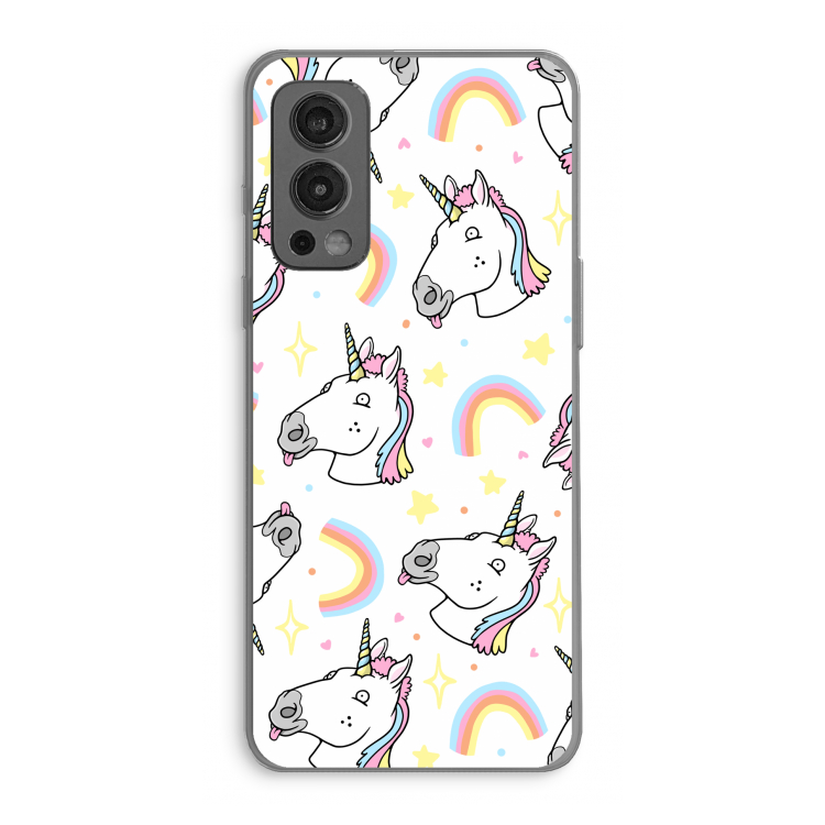 Rainbow Unicorn: OnePlus Nord 2 5G Transparant Hoesje