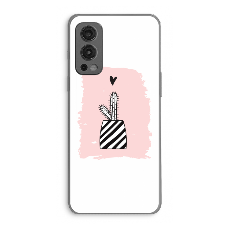 Zwart-wit cactus: OnePlus Nord 2 5G Transparant Hoesje