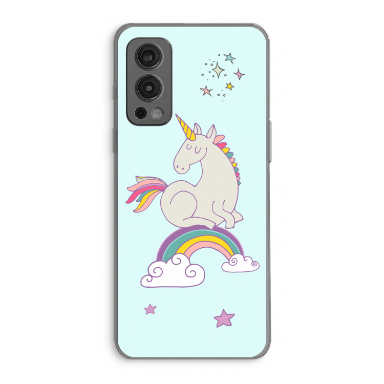 Regenboog eenhoorn: OnePlus Nord 2 5G Transparant Hoesje