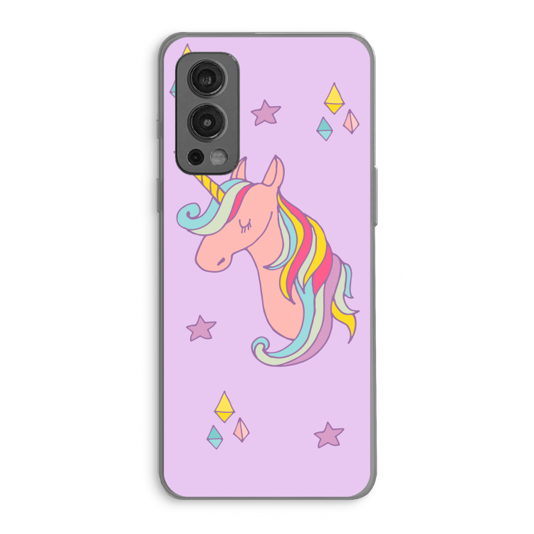 Roze eenhoorn: OnePlus Nord 2 5G Transparant Hoesje