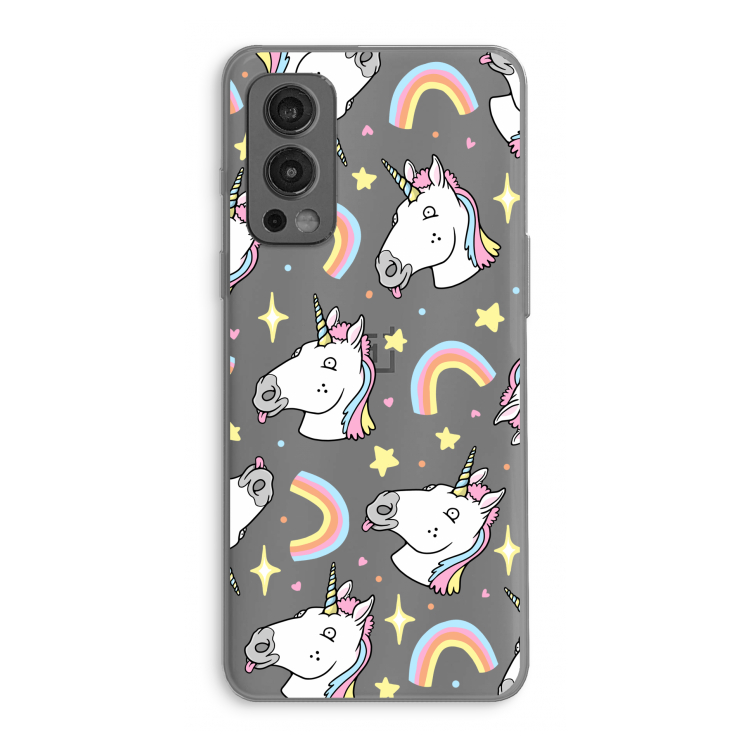 Rainbow Unicorn: OnePlus Nord 2 5G Transparant Hoesje