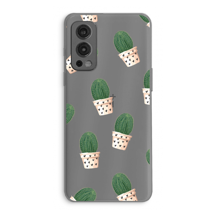 Cactusprint roze: OnePlus Nord 2 5G Transparant Hoesje