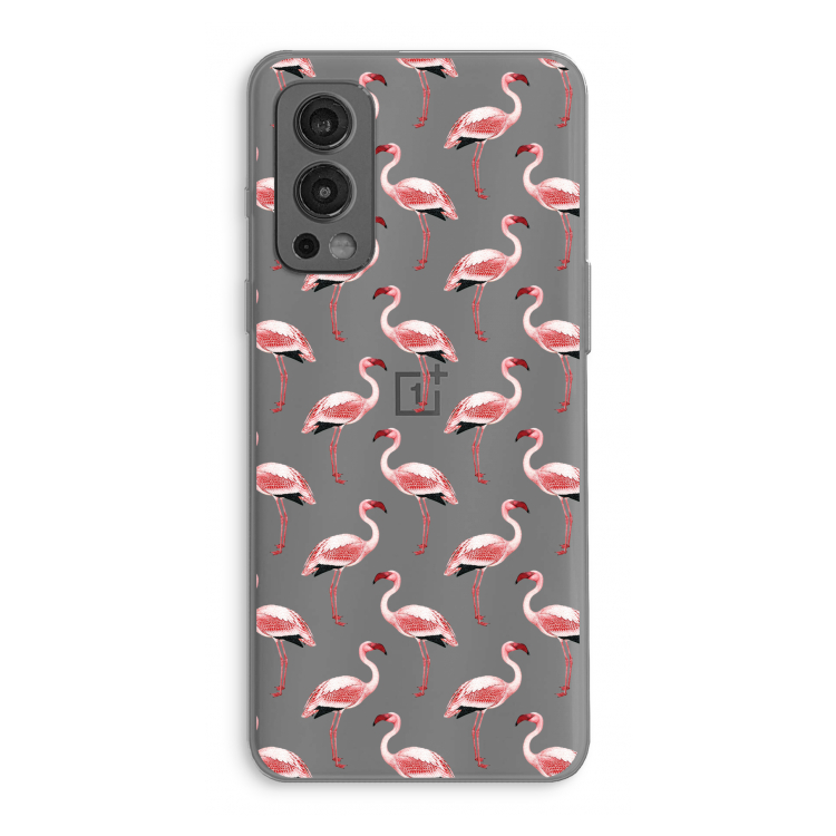 Flamingoprint groen: OnePlus Nord 2 5G Transparant Hoesje