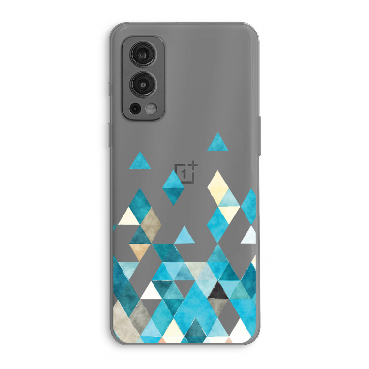 Gekleurde driehoekjes blauw: OnePlus Nord 2 5G Transparant Hoesje