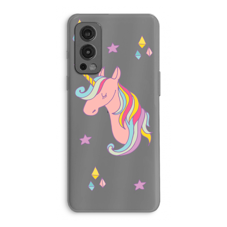 Roze eenhoorn: OnePlus Nord 2 5G Transparant Hoesje