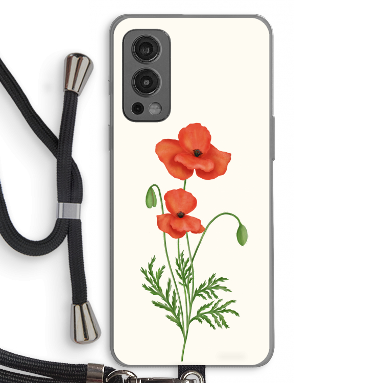 Red poppy: OnePlus Nord 2 5G Transparant Hoesje met koord