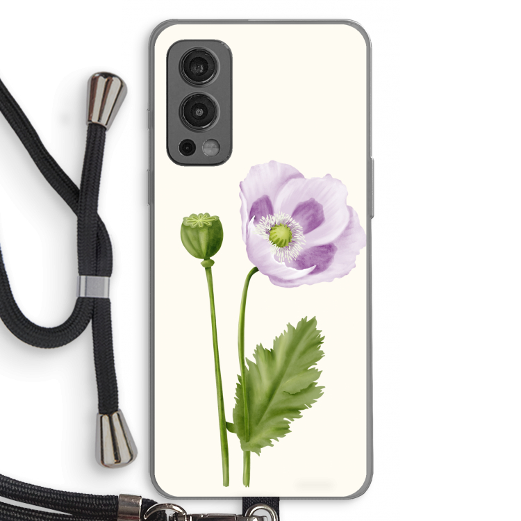 Purple poppy: OnePlus Nord 2 5G Transparant Hoesje met koord