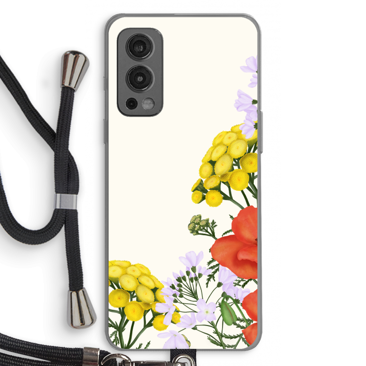 Wilde bloemen: OnePlus Nord 2 5G Transparant Hoesje met koord