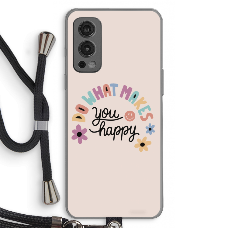 Happy days: OnePlus Nord 2 5G Transparant Hoesje met koord