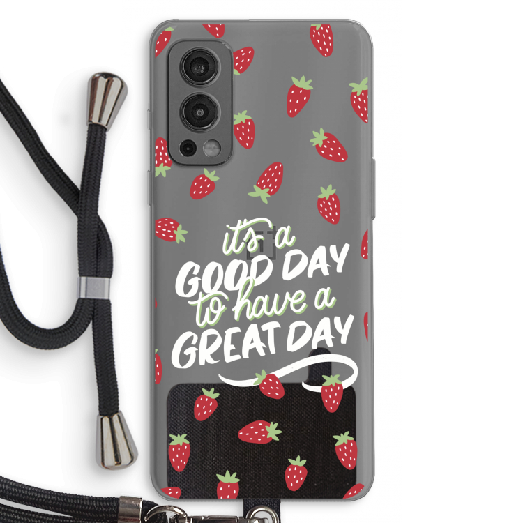 Don't forget to have a great day: OnePlus Nord 2 5G Transparant Hoesje met koord