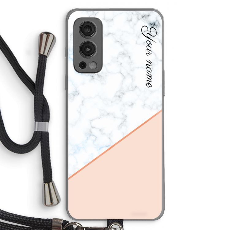 Marmer in stijl: OnePlus Nord 2 5G Transparant Hoesje met koord
