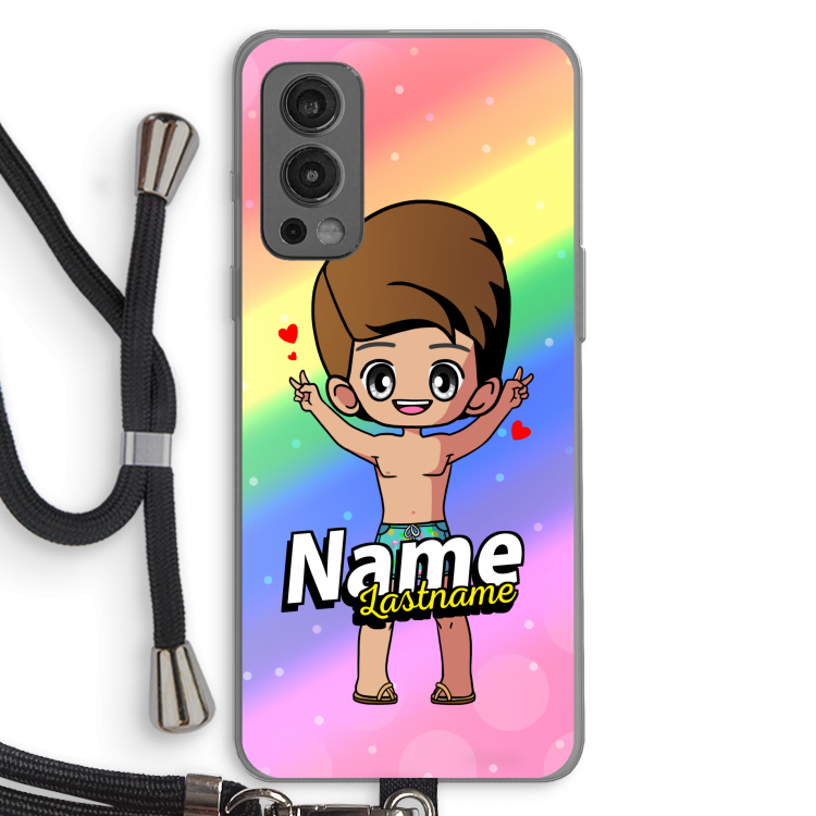 Chibi Maker man: OnePlus Nord 2 5G Transparant Hoesje met koord