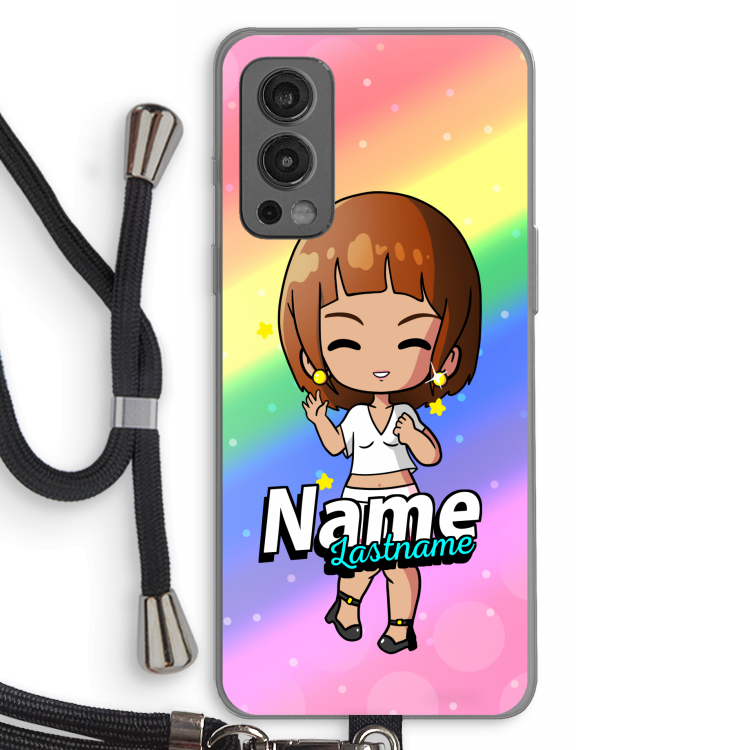 Chibi Maker vrouw: OnePlus Nord 2 5G Transparant Hoesje met koord
